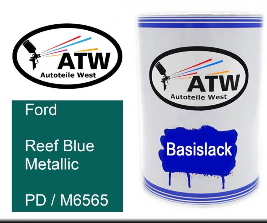 Ford, Reef Blue Metallic, PD / M6565: 500ml Lackdose, von ATW Autoteile West.